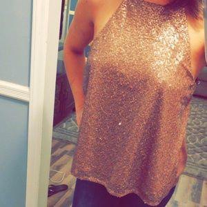 Halter neck sequin tank